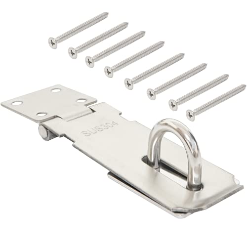 RedBee SUS304 Haspe und Klammer, 10,2 cm Edelstahl-Vorhängeschloss mit 5,1 cm großen SS-Schrauben für Sicherheit von RedBee