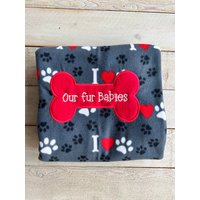 Reversible Personalisierte Hundedecke Gestickte Hund Geschenke Welpen Decken Haustier-Decke Benutzerdefinierte Fleece Fleecedecke von RedBobbinDesigns