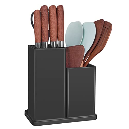RedCall Universal-Messerblock ohne Messer, Messer-Utensilienhalter für Arbeitsplatte, schwarzer Küchenmesserhalter für Küchentheke, moderner Messer-Aufbewahrungs-Organizer mit Scherenschlitz von RedCall