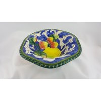 Fitz & Floyd Obst Entworfen Schale - Erdbeeren Äpfel Kobaltblau 6" Diam von RedDoorCollections