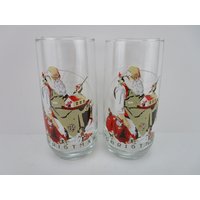 Jahrgang Coca Cola Santa Gläser Norman Rockwell 2. Dezember 1922 | 2Er Set von RedDoorCollections