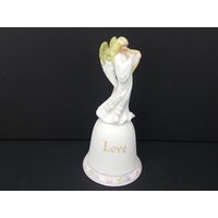 Vintage Enesco 1987 Peace On Earth Angel Bell With Harp-Betty Chaisson Artist von RedDoorCollections