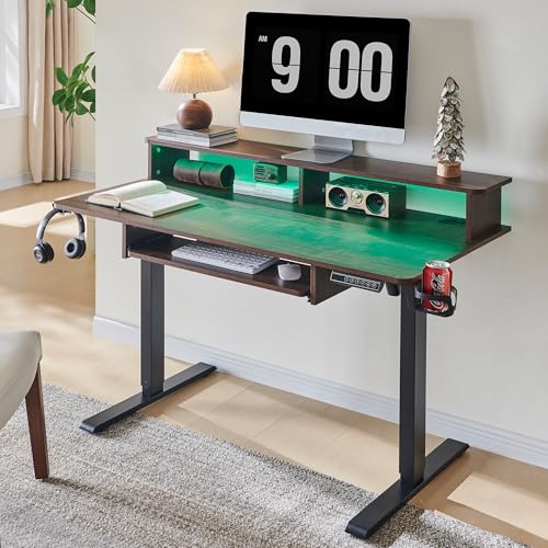 RedLemon Gaming-PC, 121,9 cm (48 Zoll), elektrischer Stehcomputer mit verstellbarer Höhe, Steckdosen, LED-Lichter, Tastaturablage und Monitorablage, Computer von RedLemon