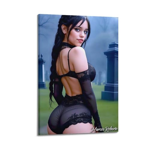 RedMush Poster "Schauspielerin Jenna Ortega" (2) auf Leinwand, Wandkunst, Dekordruck, Bild Gemälde für Wohnzimmer, Schlafzimmer, Dekoration, Rahmen-Stil, 20 x 30 cm von RedMush