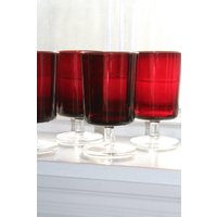 2 Luminarc Cavalier Ruby Rot Stemware Gläser Vintage von RedRiverAntiques