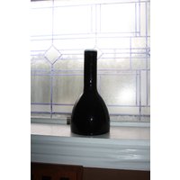 Große Kunst-Glasflasche Vase Nubian Schwarz Mit Weißem Rand von RedRiverAntiques