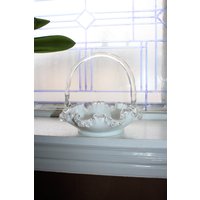 Vintage Fenton Glass Silver Crest Korb Kunst Glas von RedRiverAntiques