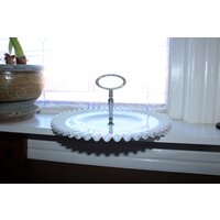 Vintage Fenton Glass Silver Crest Groß Servierplatte Tablett von RedRiverAntiques
