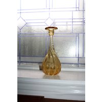 Vintage Murano Glas Spirale Bernstein Gelb Knospe Vase von RedRiverAntiques