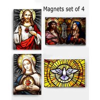 4Er Set Magnete Religiöses Buntglas von RedRoosters