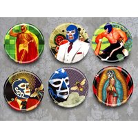 6Er Set Wrestlers Magnete/Spiegel/Buttons Nach Wahl von RedRoosters