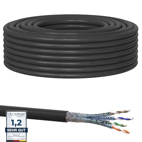 20m Cat7 Erdkabel Verlegekabel Outdoor Lan Kabel Installationskabel Schwarz AWG23/1 CAT 7 S/FTP Ethernet Netzwerk 1000MHz geschirmtes Datenkabel Netzwerkkabel für Außenbereich UV-beständig von RedStar24