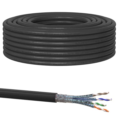 40m Cat7 Erdkabel Verlegekabel Outdoor Lan Kabel Installationskabel Schwarz AWG23/1 CAT 7 S/FTP Ethernet Netzwerk 1000MHz geschirmtes Datenkabel Netzwerkkabel für Außenbereich UV-beständig von RedStar24