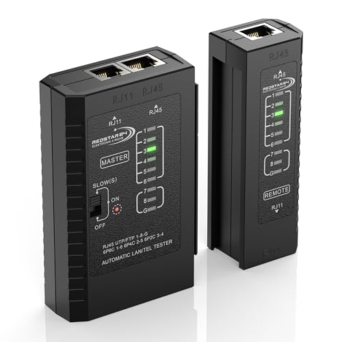 RedStar24 Netzwerktester - Lan Kabeltester mit RJ11, RJ12, RJ45 für Patchkabel - Prüf-LEDs zum präzisen Testen und Überprüfen von LAN und Netzwerkkabel - Ideal für Patchkabel- und Leitungstests RedStar24 Netzwerktester - Lan Kabeltester mit RJ11, RJ12, RJ45 für Patchkabel - Prüf-LEDs zum präzisen Testen und Überprüfen von LAN und Netzwerkkabel - Ideal für Patchkabel- und Leitungstests von RedStar24