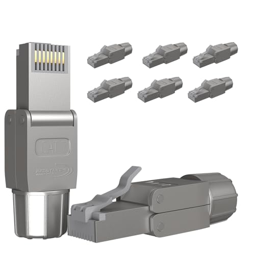 RedStar24 RJ45 Stecker Werkzeuglos CAT 7 – Netzwerkstecker für Verlegekabel AWG 22-24 – CAT7 CAT6a LAN Kabel Netzwerkkabel Ethernet – Geschirmt – LSA feldkonfektionierbar – 10 Gbps – 8 Stück von RedStar24
