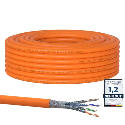 RedStar24 CAT 7 Verlegekabel 15m Netzwerkkabel Datenkabel LAN CAT7 Kabel Kupfer Installationskabel CAT.7 Gigabit S/FTP Kat.7 Halogenfrei PIMF POE 10Gbit Netzwerk Verkabelung Ethernet Simplex 15m von RedStar24