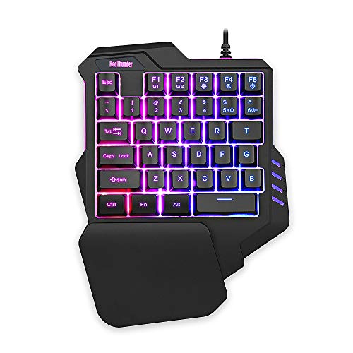 RedThunder Einhand-Gaming-Tastatur mit RGB-Hintergrundbeleuchtung und 35 Tasten Tragbare Mini Ergonomischer Gamecontroller für PC PS4 Xbox Gamer. von RedThunder