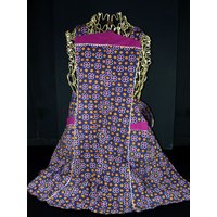 Midcentury Küchen-Schürze Baumwolle Blau Geblümt 60Er Jahre von RedTigerRetro