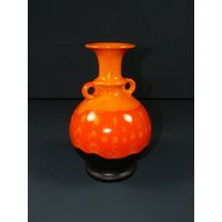 Midcentury Tischvasehutschenreuther Schwarz-Orange-Rot 70S Tablevase Wgp von RedTigerRetro
