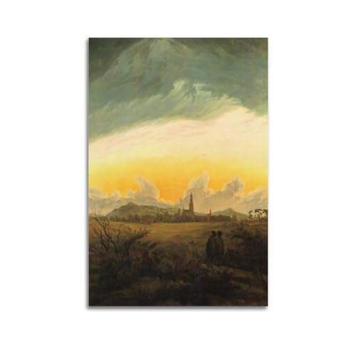 RedVos Poster "Neubrandenburg im Morgennebel" von Caspar David Friedrich, Bilderdruck, Leinwand, Wandfarbe, Kunstdekoration, moderne Heimkunstwerke, Geschenkidee, 50 x 75 cm von RedVos