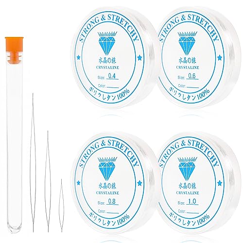 Redamancy 4 Spule Gummiband für Armbänder, 0.4mm 0.6mm 0.8mm 1.0mm Transparent Elastisches Band für Armbänder, Schmuckfaden Elastisch Reißfest mit Perlennadel für Perlenschmuck Armbänder Basteln Redamancy 4 Spule Gummiband für Armbänder, 0.4mm 0.6mm 0.8mm 1.0mm Transparent Elastisches Band für Armbänder, Schmuckfaden Elastisch Reißfest mit Perlennadel für Perlenschmuck Armbänder Basteln von Redamancy