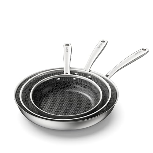 Redchef Antihaft-Keramik-Bratpfannen-Set, 3-teilig, dreilagige Hybrid-Keramikpfanne mit kühlbleibendem Griff, PFAS PFOA- und PTFE-frei, spülmaschinen- und ofenfest, 20 + 26 + 30 cm (schwarz) von Redchef