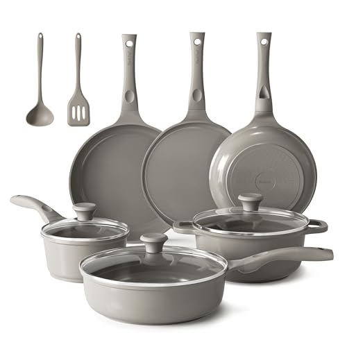 Redchef Induktion Töpfe Set 11-Teilig Keramik Topfset mit Crepe Pfanne, Antihaft Beschichtung Bratpfanne Set, PTFE-frei PFAS-frei PFOA-frei, Kratzfest Spülmaschinenfest von Redchef