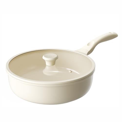 Redchef Pfanne 28cm mit Deckel, Keramik Antihaft Bratpfanne Induktion, Omelette Pfanne mit allen Herdarten, PTFE-frei PFAS-frei PFOA-frei, Kratzfest Spülmaschinenfest von Redchef