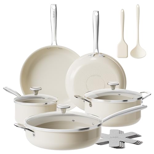 Redchef Pfannenset 14-Teilig, Keramikpfanne mit Deckel Antihaft Beschichtung, Bratpfannen Topfset Induktion mit Edelstahlgriff, PTFE-frei PFOA-frei PFAS-frei, Backofenfest, Spülmaschinenfest Redchef Pfannenset 14-Teilig, Keramikpfanne mit Deckel Antihaft Beschichtung, Bratpfannen Topfset Induktion mit Edelstahlgriff, PTFE-frei PFOA-frei PFAS-frei, Backofenfest, Spülmaschinenfest von Redchef