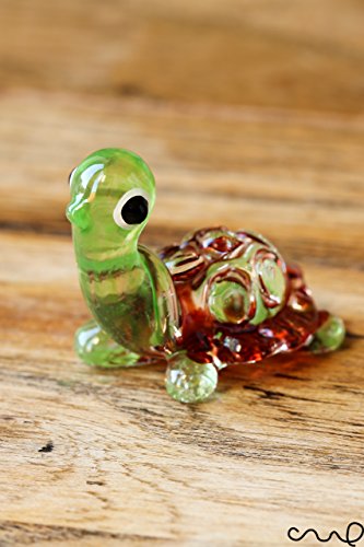 redchocol8 Handgefertigte Glas-Schildkröte glänzend, für Garten, Pflanzkübel, Dekor, Verzierung, klein, niedlich von Redchocol8