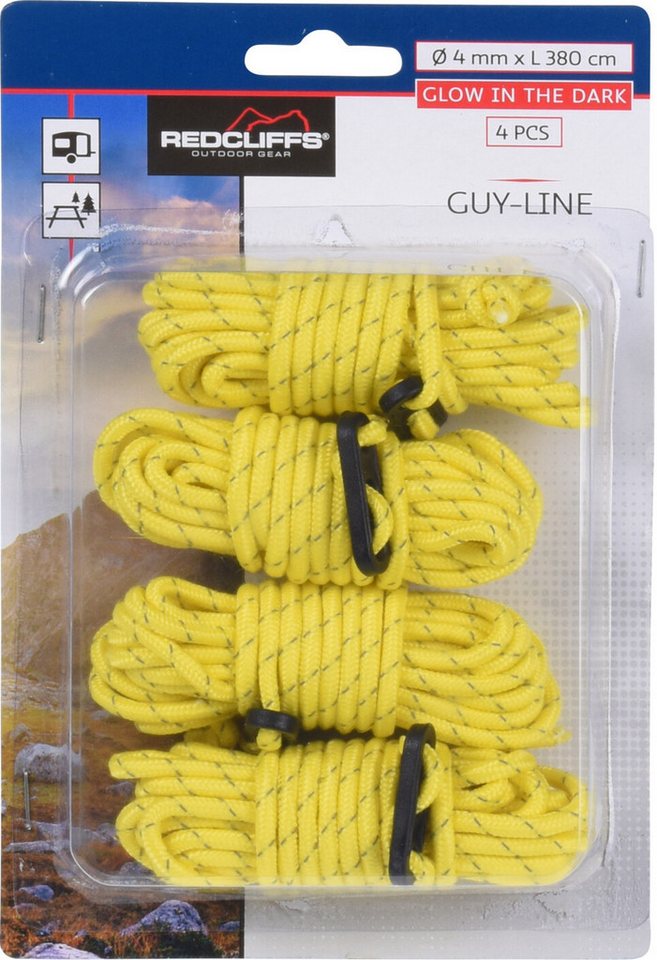 Redcliffs Zeltseil 4er Set 3,8m Ø4mm leuchtend im Dunkeln Outdoor Schnur Seil (4-tlg) von Redcliffs