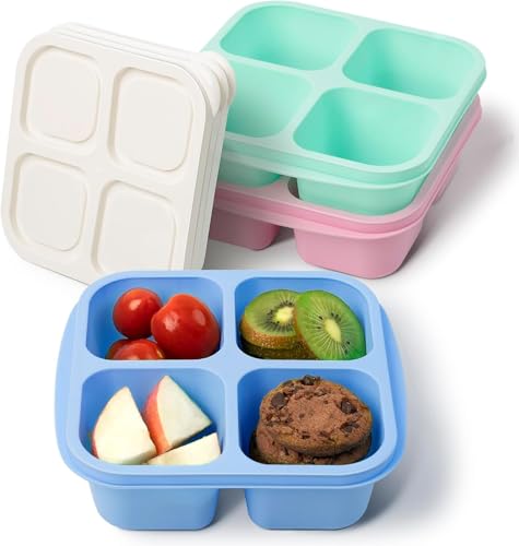Redcoutt Snackbox mit Fächern, wiederverwendbar, 4 unterteilte Fächer, Bento-Snackbox, Essenszubereitungsbehälter mit Snacks, Obst, Nüssen, Keksen, Süßigkeiten [3er-Pack] von Redcoutt
