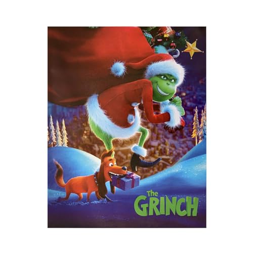 Reddomm Grinch Weihnachtsdecke, Flanell, dekorative Decke, Decke für Klimaanlage, Decke Kuscheldecke Gehäkelt (B, One Size) von Reddomm