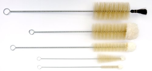 Redecker Haushaltsbürsten-Set 5-teilig: Flaschenbürsten, Reinigungsbürsten mit Wollspitze (verschiedene Größen), konische Reinigungsbürste mit Wollspitze; Borste und Baumwolle von Redecker