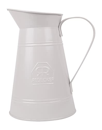 Redecker Metallkrug mit Griff und Ausguss, Blumenvase und elegantem Halter, 1,75 Liter Fassungsvermögen, Made in Germany, weiß Redecker Metallkrug mit Griff und Ausguss, Blumenvase und elegantem Halter, 1,75 Liter Fassungsvermögen, Made in Germany, weiß von Redecker