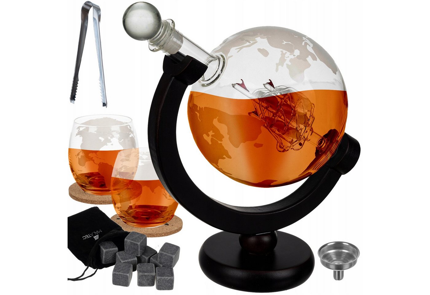 Redfink Dekanter Whisky-Set Globus Whisky-Karaffe Whisky-Gläser Stein-Eiswürfel 900 ml Redfink Dekanter Whisky-Set Globus Whisky-Karaffe Whisky-Gläser Stein-Eiswürfel 900 ml von Redfink