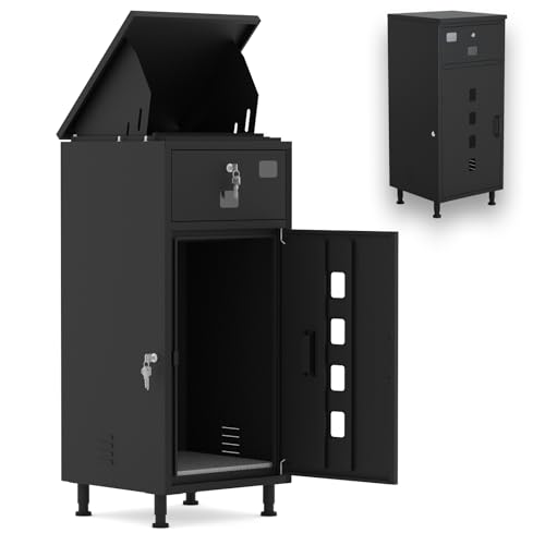 Briefkasten Mit Paketfach,Paketbox Draussen Groß XXL,Pulverbeschichteter Stahl Mit Edelstahl Elementen Paketbriefkasten,Wasserdicht, Rostfrei und Diebstahlsicher Briefkasten Paketbox（85x40x40） von Redfire