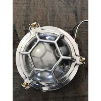 Vintage Circular Aluminium Hexagonal Design Salvaged Light - Restauriert, Neu Verkabelt & Sofort Einsatzbereit von Redhouseblueocean