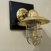 Vintage Messing Schottleuchte Mit Großem Schirm - Refurbish, Restauriert, Neu Verkabelt Und Wohnfertig von Redhouseblueocean