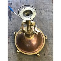 Vintage Messing Und Kupfer Deck Light- Refurbliert, Neuverkabelt Gebrauchsfertig - Tolle Hängende Island Lights von Redhouseblueocean
