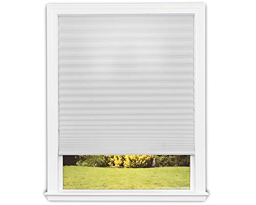 Easy Lift Trim-at-Home Cordless Pleated Light Filtering Fabric Shade White, 36 in x 64 in, (Fits windows 19"- 36") von Redi Shade