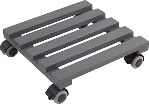 Metafranc Pflanzenroller 300 x 300 mm - 60 kg Tragkraft - Kiefer-Platte - Grau - TPE-Rollen mit 2 Feststellern / Indoorroller / Blumenroller / Transporthilfe für Pflanzen / 825260 grau (glatt) von Metafranc