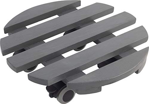 Metafranc Pflanzenroller Ø 300 mm - 60 kg Tragkraft - Kiefer-Platte - Grau - TPE-Rollen mit 2 Feststellern / Indoorroller / Blumenroller / Transporthilfe für Pflanzen / 825200 von Metafranc