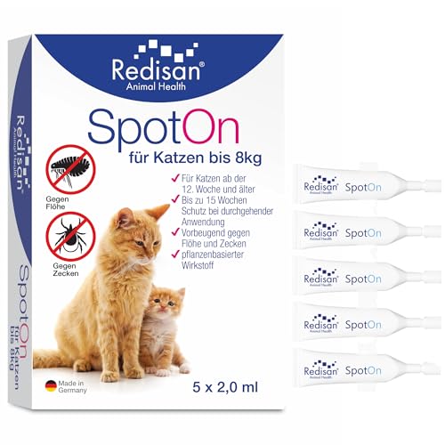 Redisan® Katzen Spot on Pflanzenbasiertes Zeckenmittel OHNE Chemie, Effektiver Schutz vor Zecken Flöhen & Insekten, Zeckenschutz Katze ohne Nebenwirkung, Bis zu 15 Wochen, Made IN Germany von Redisan