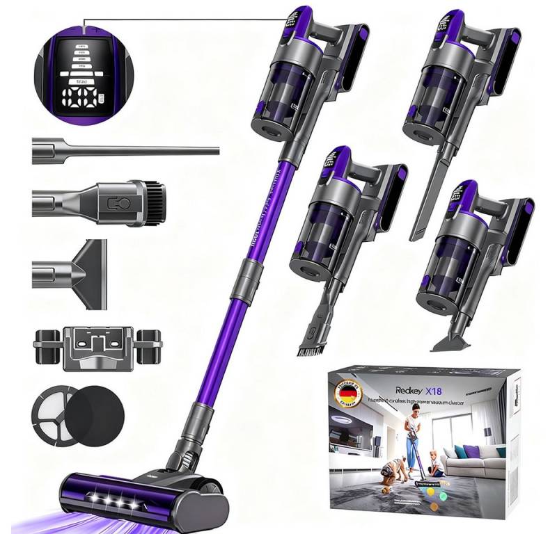 Redkey Hand-und Stielstaubsauger 80000Pa 2025 Akku Staubsauger 100mins Akku-Hand-und Stielstaubsauger, 700 W, Ultraleiser Staubsauger Kabellos SmartDisplay 5o% Recyclingkunststoff Redkey Hand-und Stielstaubsauger 80000Pa 2025 Akku Staubsauger 100mins Akku-Hand-und Stielstaubsauger, 700 W, Ultraleiser Staubsauger Kabellos SmartDisplay 5o% Recyclingkunststoff von Redkey