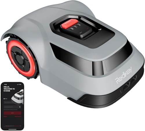 Redkey MGC1000 Mähroboter Rasenmäher Roboter - Rasenroboter mit Begrenzungskabel 1000m² C-TOF Technologie Pfadplanung Kartenzeichnen 45% Steigfähigkeit APP-Steuerung Leise 57dB von Redkey