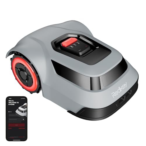 Redkey MGC500 Mähroboter Smart Rasenmäher Roboter - Rasenroboter mit Begrenzungskabel 500m² C-TOF Technologie Pfadplanung Kartenzeichnen 45% Steigfähigkeit APP-Steuerung Leise 57dB von Redkey
