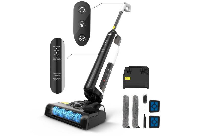 Redkey Nass-Trocken-Akkusauger W12 SE, 150,00 W, Nass-Trocken-Sauger Staubsauger,Wischmopp, Nass-und Trockensauger Selbstreinigung LED,Leistungsstark leicht leise von Redkey