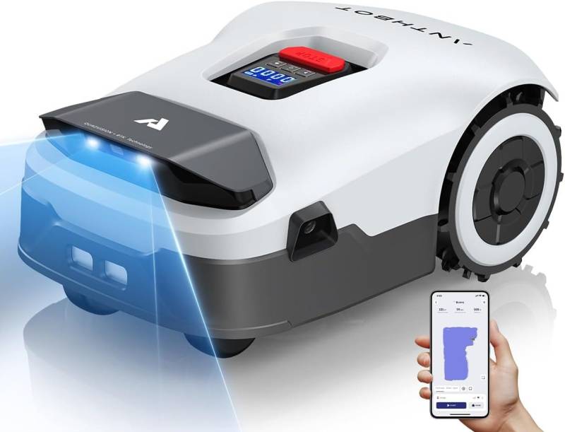 Redkey Rasenmähroboter ANTHBOT KI Drahtloser Mähroboter, bis 1000 m² Rasenfläche, (RTK+4-Kamera-Vision Rasenmäher Roboter), Mehrzonen-Management,Hindernisvermeidung von Redkey