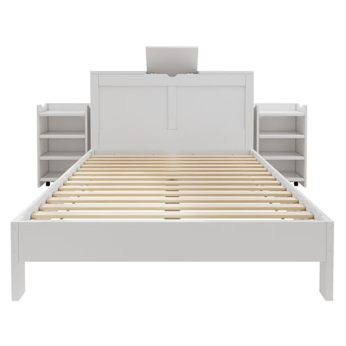 Redkid Massivholz-Jugenddoppelbett 140x200 cm, Weiß – Mit Lattenrost, Kopfteil & 2 Ausziehbaren Schubladen-Nachttischen, Stauraum am Kopfende Redkid Massivholz-Jugenddoppelbett 140x200 cm, Weiß – Mit Lattenrost, Kopfteil & 2 Ausziehbaren Schubladen-Nachttischen, Stauraum am Kopfende von Redkid